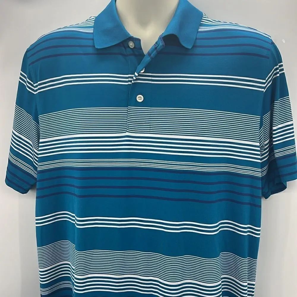 Brooks Brothers striped golf polo shirt medium